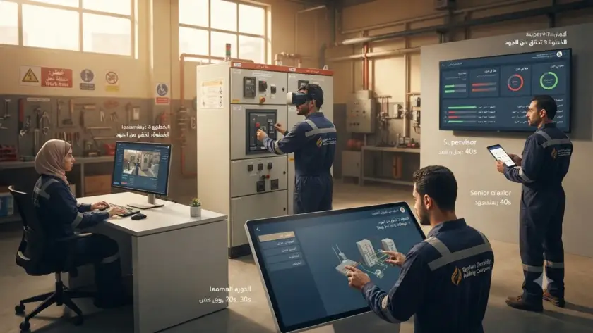 Arabic VR training module for Egyptian employees with subtitles and performance feedback
