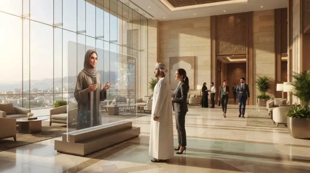 Bilingual AI avatar providing customer service and training support in Oman. 