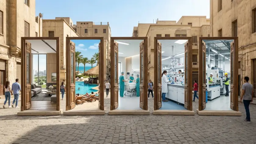 3D virtual tour of a real estate unit and facility space in Egypt with navigation hotspots