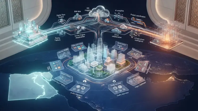 Cross border collaboration between Egyptian and Saudi experts on NEOM digital twin projects.