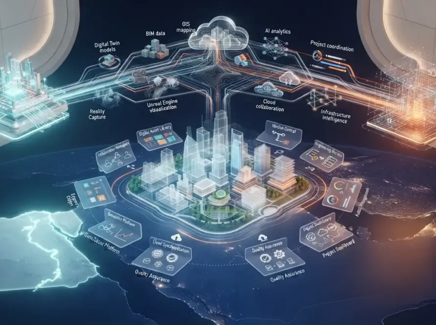 Cross border collaboration between Egyptian and Saudi experts on NEOM digital twin projects.