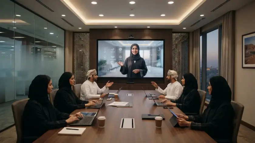 Bilingual AI avatar providing customer service and training support in Oman.