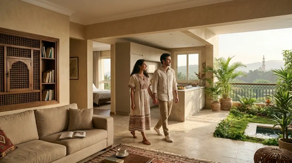 3D virtual tour of a real estate unit and facility space in Egypt with navigation hotspots