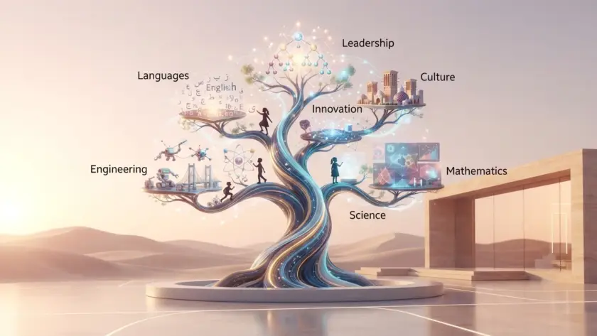 Students in Qatar using educational serious games to learn science and languages as part of National Vision 2030 initiatives.