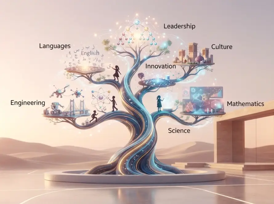 Students in Qatar using educational serious games to learn science and languages as part of National Vision 2030 initiatives.