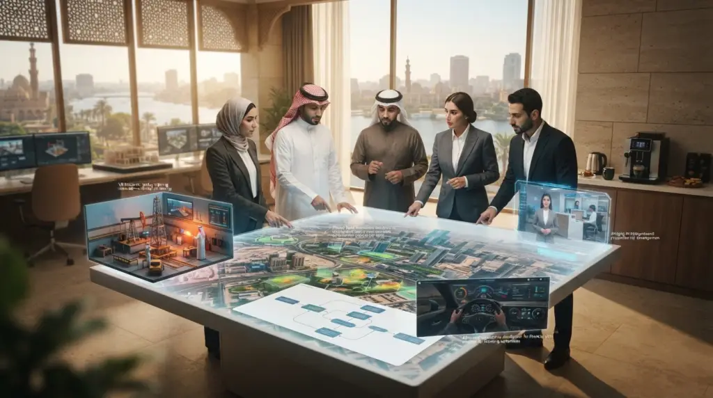 Egyptian Unreal Engine simulation studio team building a digital twin for a GCC project