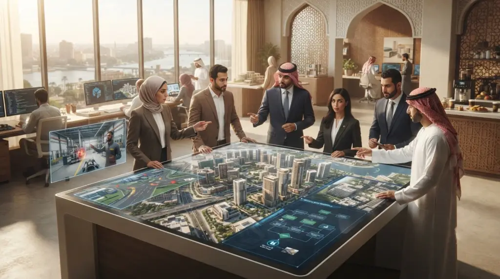 Egyptian Unreal Engine simulation studio team building a digital twin for a GCC project